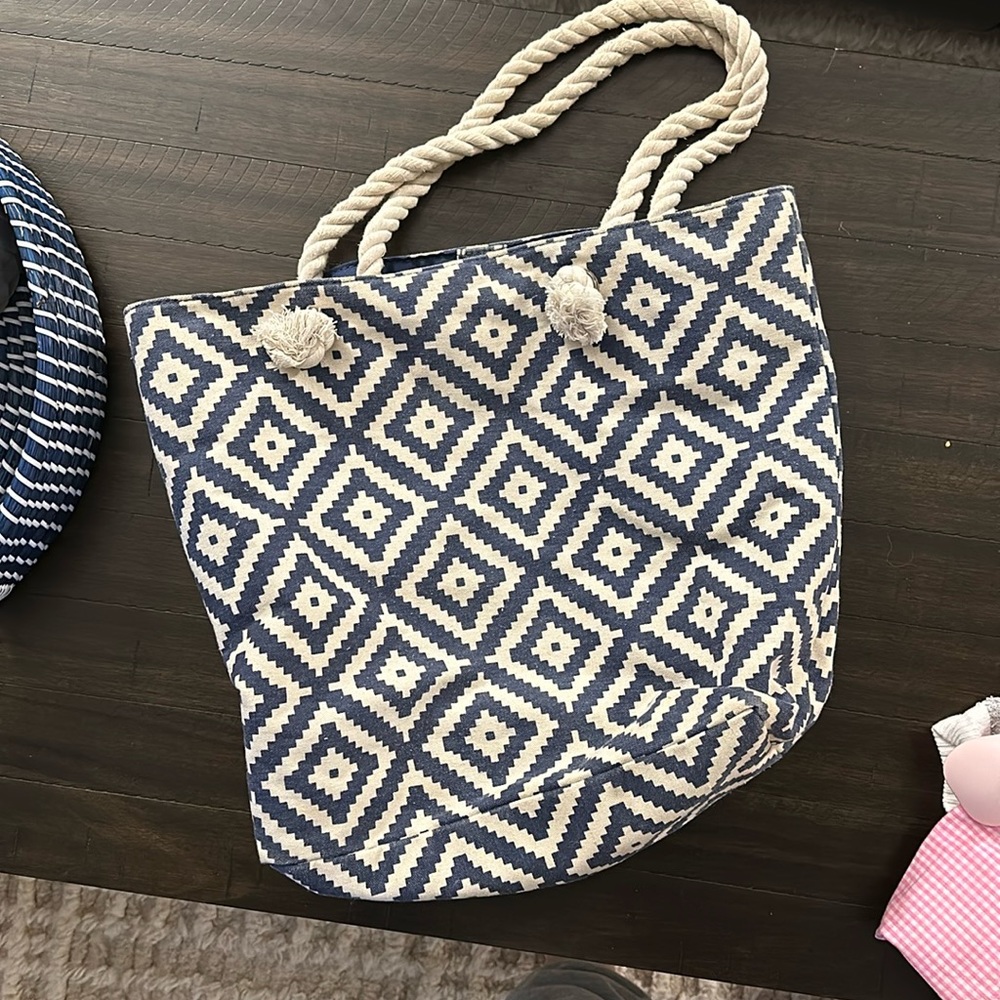 Blue and white cottage core Beach bag!